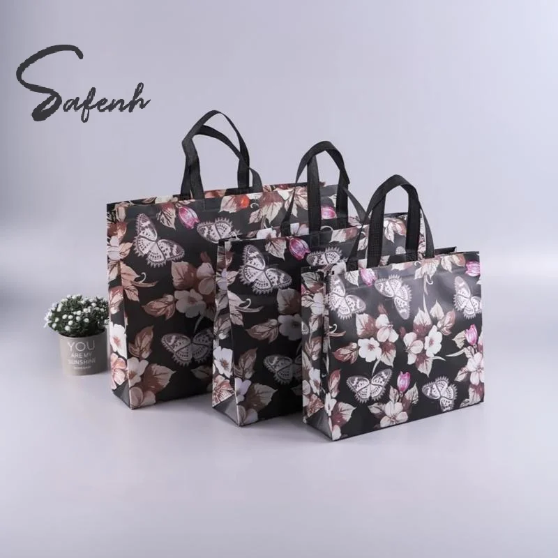 Fashion Flower Non Woven Fabric Tote Bag Reusable Folding Shopping Grocery Storage Bag