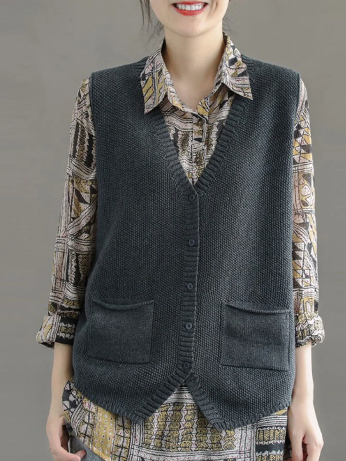 Retro gebreid vest dames losse V-Ne open vest trui top lente zomer nieuwe Sle casual comfortabele bovenkleding