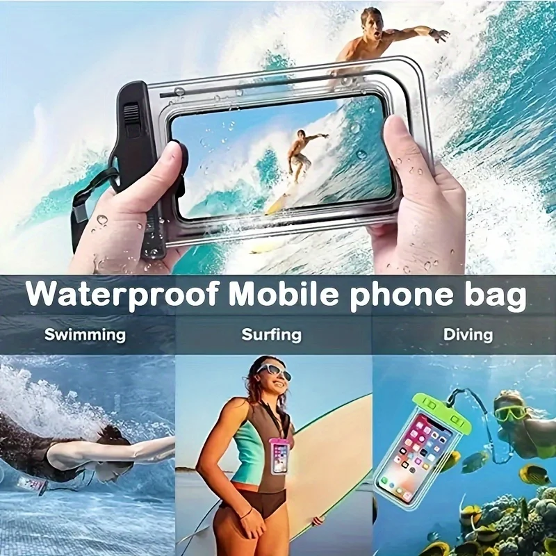 Touchscreen Waterproof Phone Pouch With Lanyard - Lightweight, Smooth Finish For Swimming And Water Parks