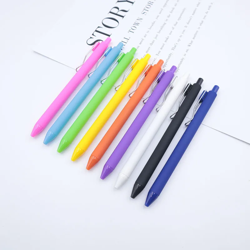 3Pcs Simple Metal Clip Color Frosted Press Gel Pen 0.5mm Black Ink Student Note Exam Stationery Writing Pen Office Signature Pen