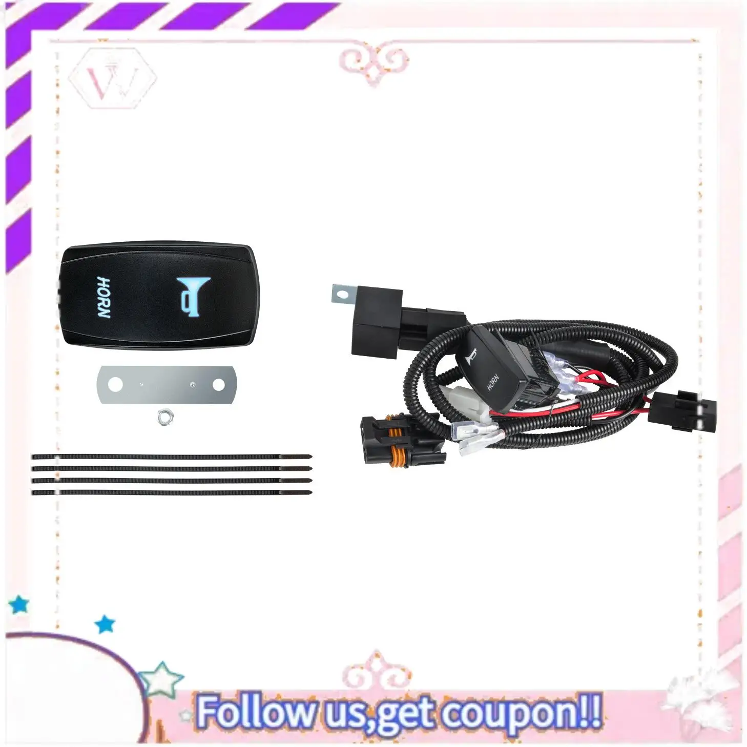 

A76T-UTV ATV Universal 12V Horn Kit W/ Rocker Switch For Polaris RZR 800 XP Ranger Can-Am Maverick X3 Arctic Cat For CF Moto