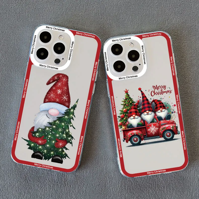 

Christmas Santa Claus Clear Phone Case For iPhone 15 14 Pro Max 13 12 11 Pro Max 15 14 7 8 Plus X XR XS Transparent Back Covers