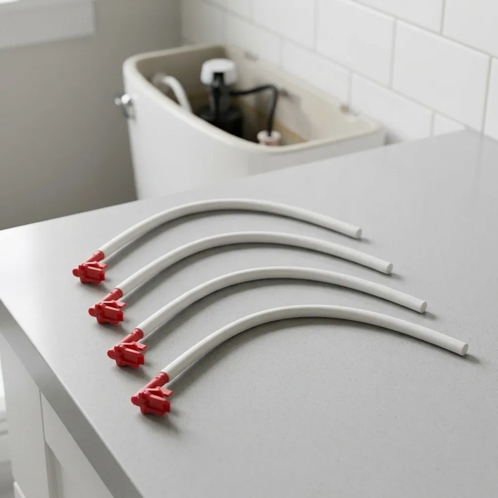 4 Pack White Plastic Toilet Refill Tube And Clip Set For Fill Valve Models 100 200 200A 400 Bathroom Plumbing Repair Kit