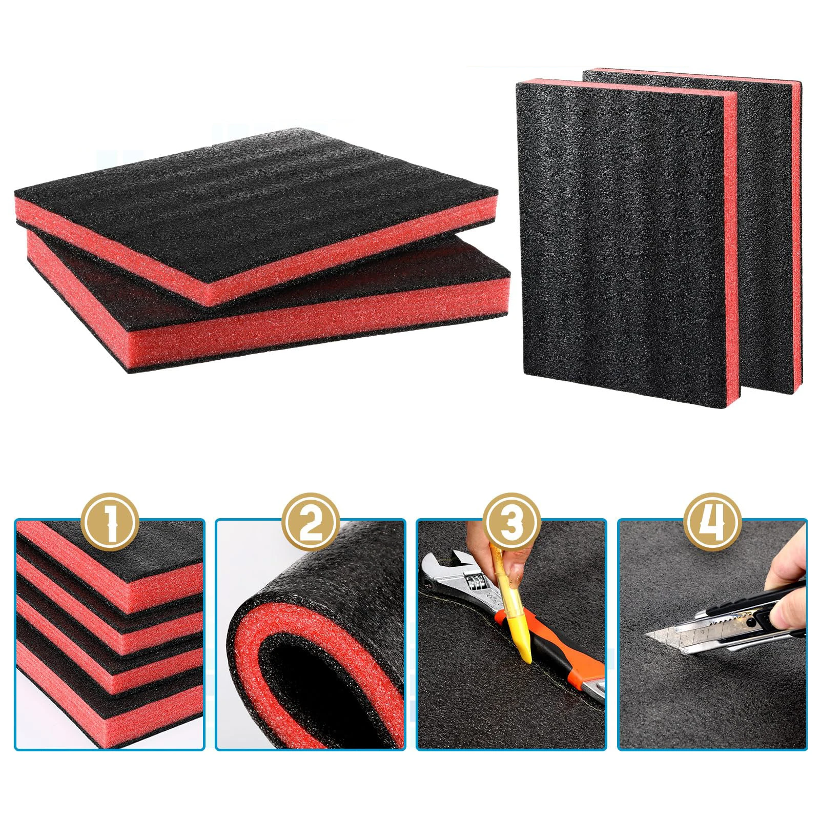 Tool Box Foam Inserts for Cases Tool Box Liner Storage Miniatures Tool Box Camera Case Foam Case Insert Polyurethane Foam Sheet