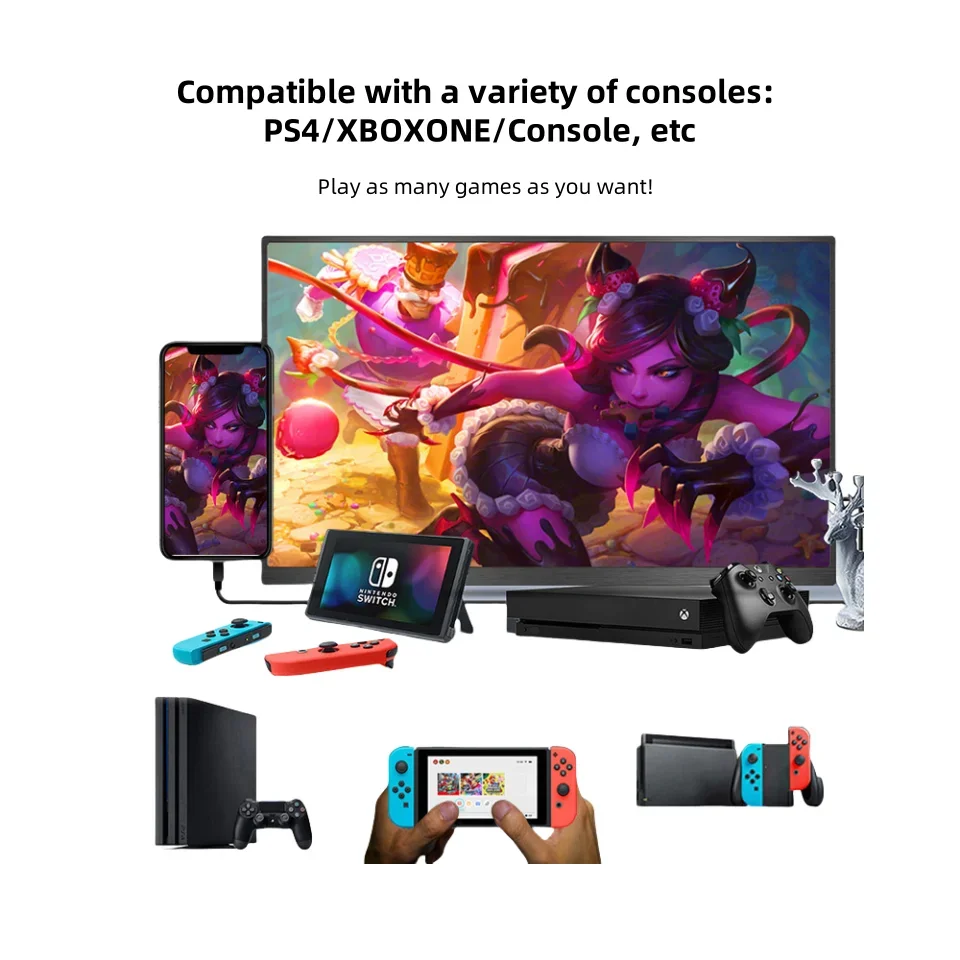 

14 Inch Portable Monitor FHD 1080P IPS, Ultra Slim USB-C HDMI Second Screen for Laptop PC Mac, with Speakers, Compatible with Ph