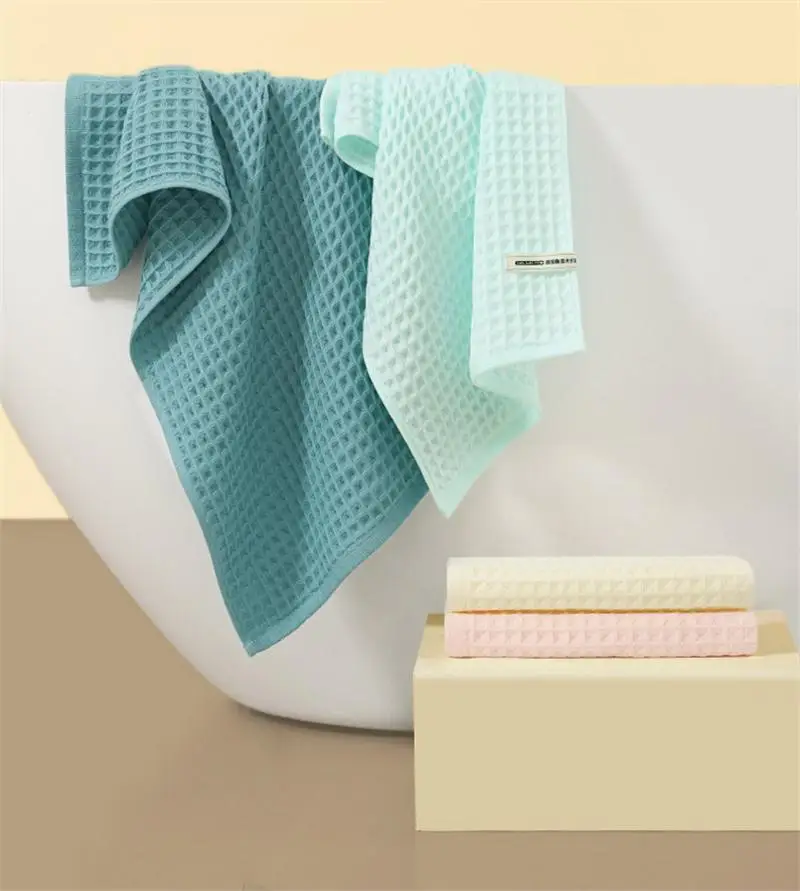 

Waffle Towels Set Premium Cotton Bath Towel & Hand Towel Ultra Absorbent Soft Lint Free Quick Dry Lightweight Bath Sheet