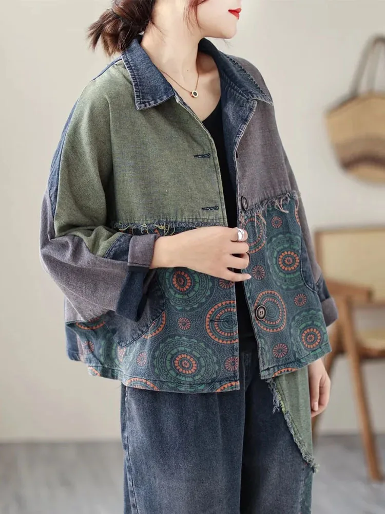 Max LuLu 2023 Spring Streetwear Korean Womens Fashion Loose Printed Vintage Denim Jacket Ladies Classic Casual Luxury Punk Coats