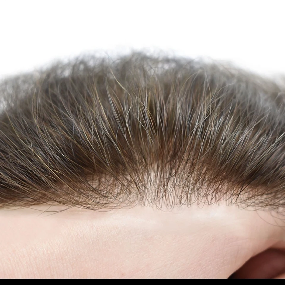 

Темно-коричневый блондин мужской парик европейские 100% человеческие волосы 0,02 мм ультратонкая кожа плотность 80% черный серый # Капиллярные протезы Vloop 520