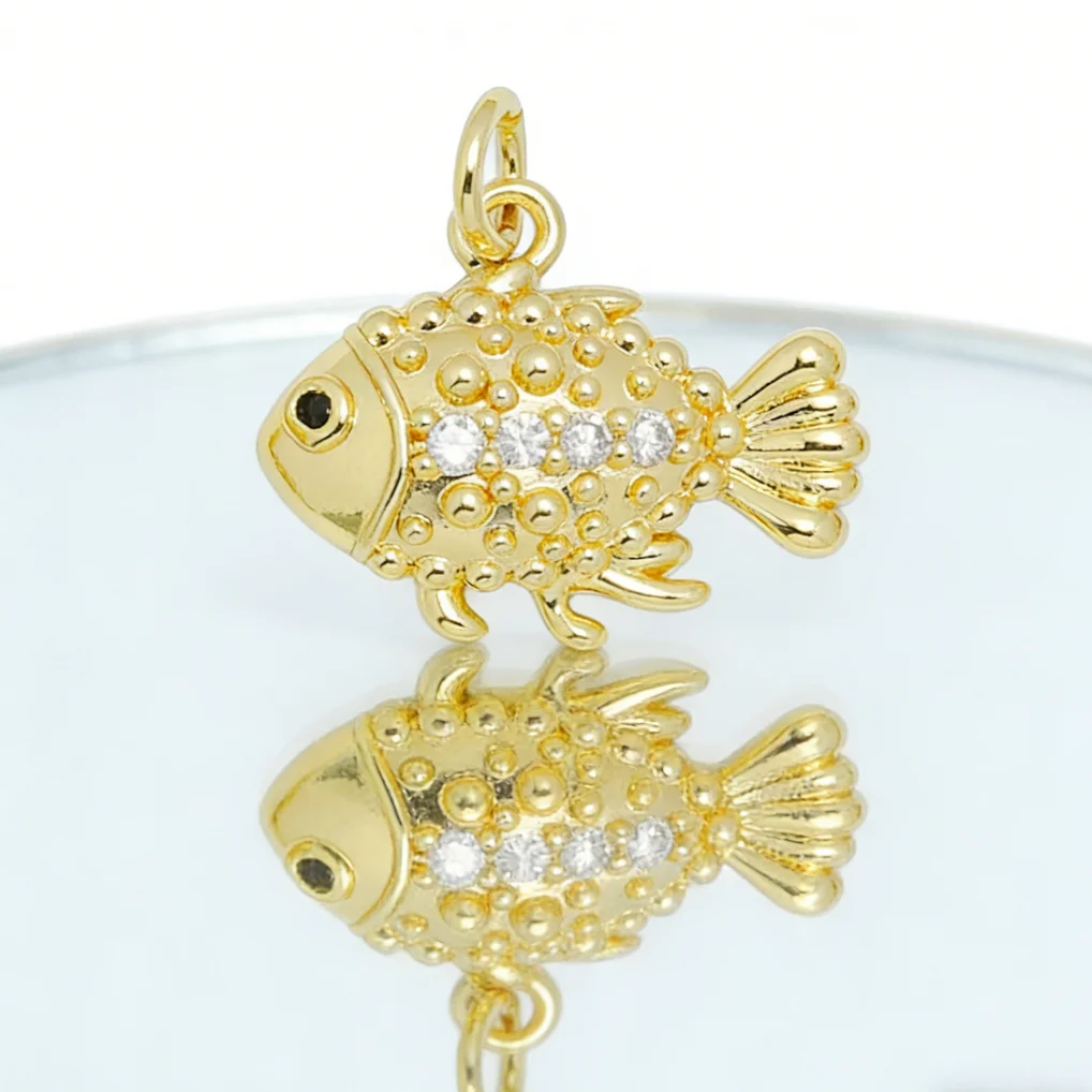 4Pcs Pendant Brass Plated Color Zircon Cute Ocean Animal Fish Whale Charms for Diy Jewelry Necklace Bracelet Making Accessories view 3