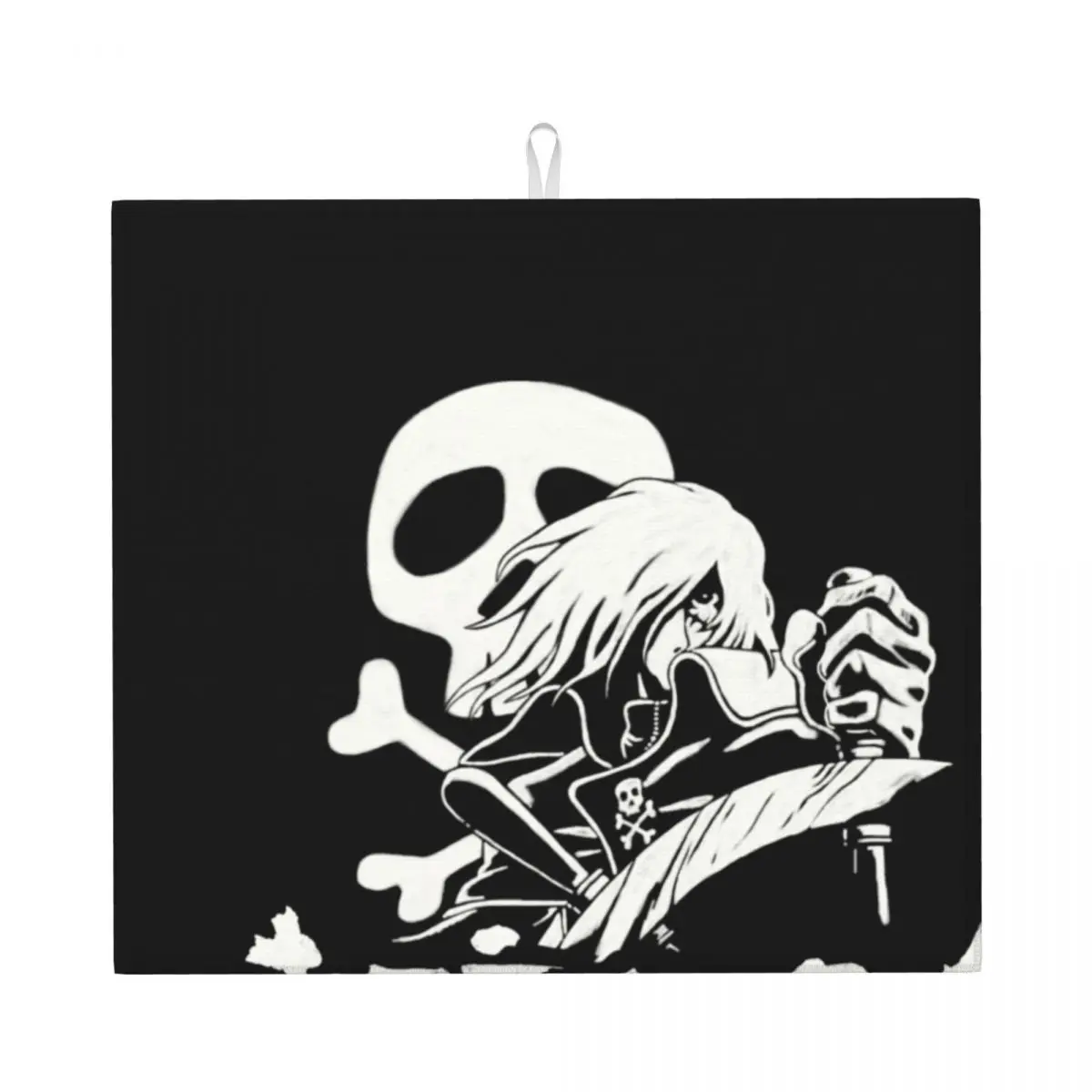 Quick Dry Space Pirate Captain Harlock Dish Pads Absorbent Microfiber Japan Anime Manga Drainer Mats for Kitchen Countertop