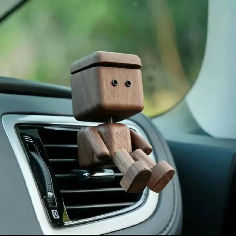 exquisiteSolid Wooden Car Air Freshener Movable Figurine Car Interior Decoration Desktop Ornament Ideal Gift For Friends