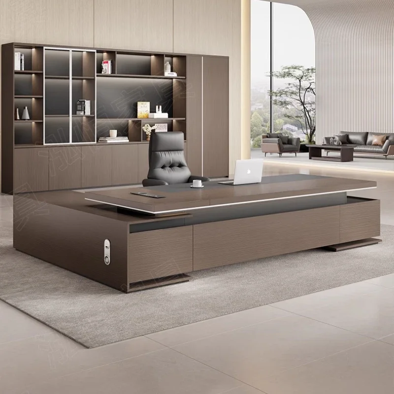 Vintage New Chinese Office Desk Filing Cabinets Luxury Executive Monitor Office Desk Modern Reading Wooden Bureau Furniture