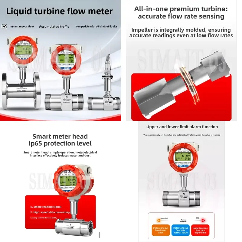 LWGY Smart Turbine Flow Meter - Digital Display for Water Stainless Steel Pipes