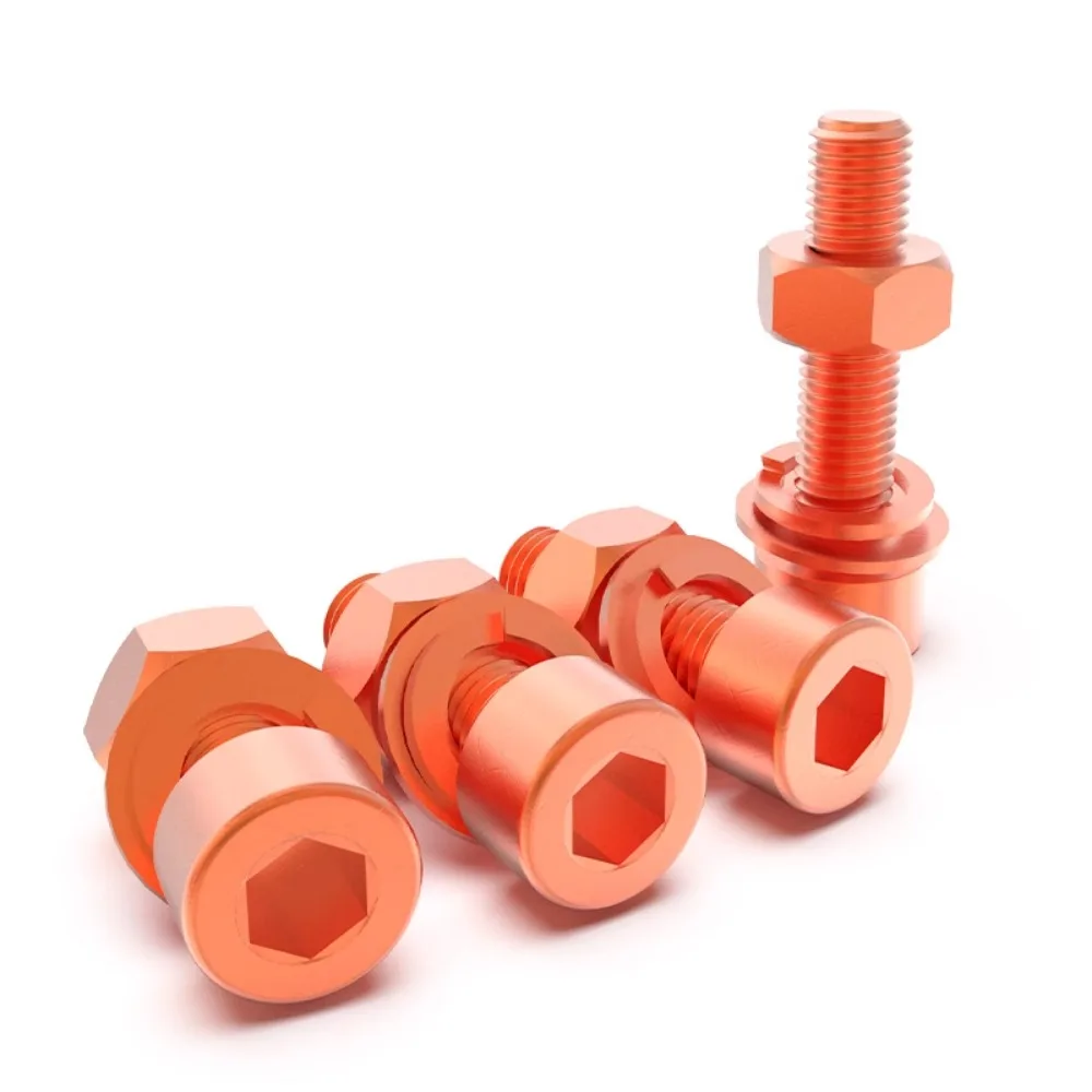 M3/4/5/6/8/10/12/14/16 Length 4-90mm Copper Cup Head Allen Hex Scoket Screw Bolt Spring Washer Nut Set Electric Conduction