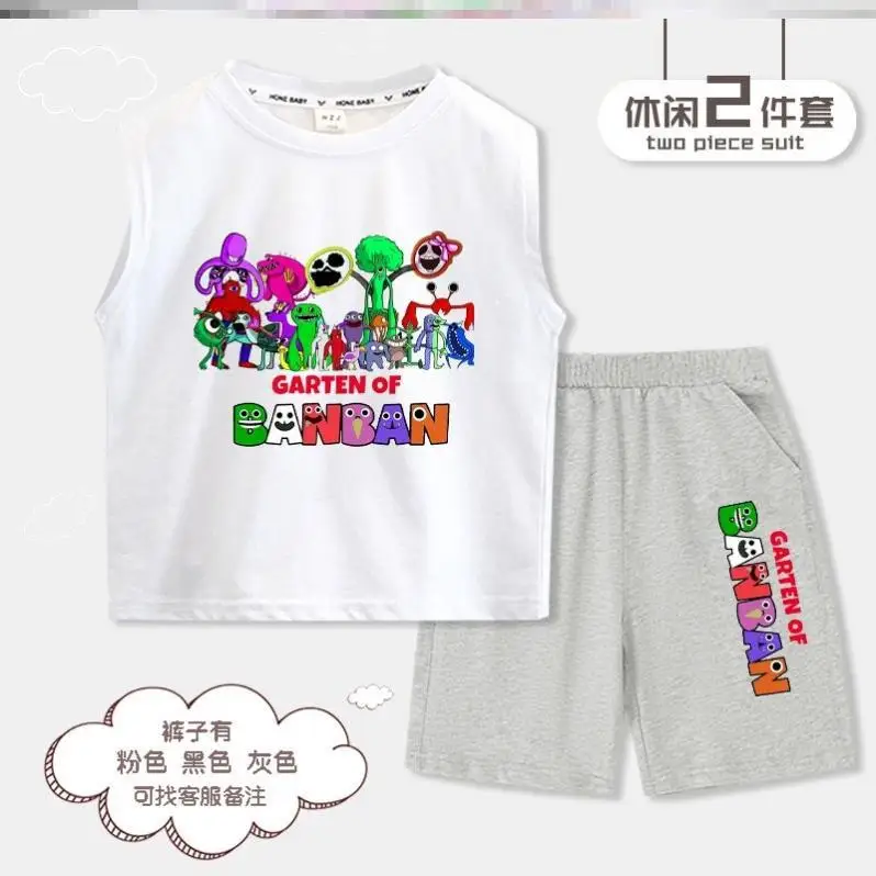 Garten of Banban  Children's Short-sleeved Sports Shorts Suit Summer Casual Vest Boy Suit Two-piece Summer Trend