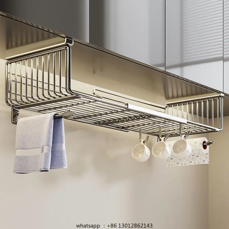 

Шкаф под полкой, регулируемая вешалка для чашек из нержавеющей стали, толстая полка для хранения полотенец, кухонное крепление, набор потолочных ведер