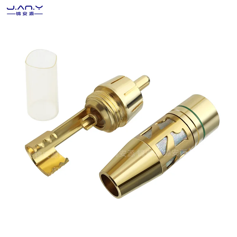 Cabeza de loto RCA soldada de alta calidad, Conector de señal coaxial de audio y vídeo macho, autoapretado, chapado en cobre, flor de ciruelo AV