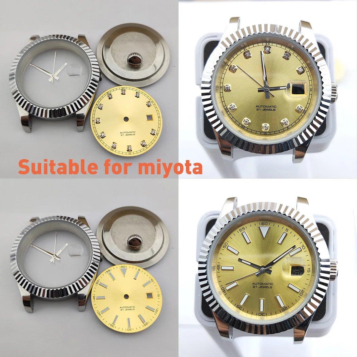 

40.5mm miyota8215 case men stainless steel case automatic mechanical watch Miyita8215 movement watch replacement accessor