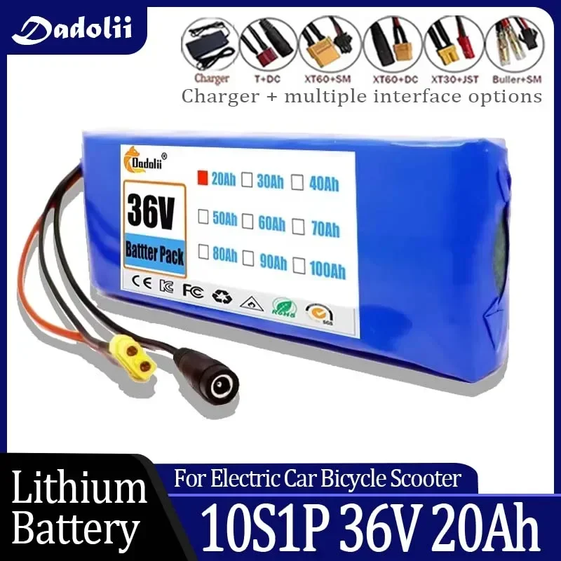 

10S1P 36V 20000mah battery pack 18650 rechargeable lithium-ion battery electric vehicle motorcycle 20A BMS 500W