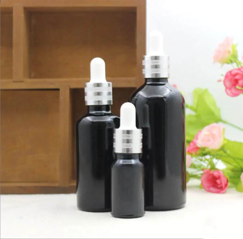 50ML black glass bottle essential oil liquid serum complex recovery dropper gel serum liquid skin care cosmetic packing