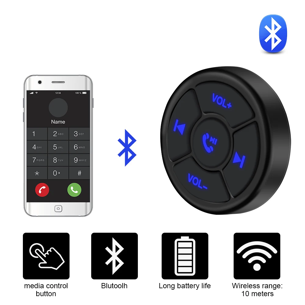 

Car Motorcycle Wireless Bluetooths Remote Controller For IOS Android 5 Keys Wireless Controller Phone Tablet