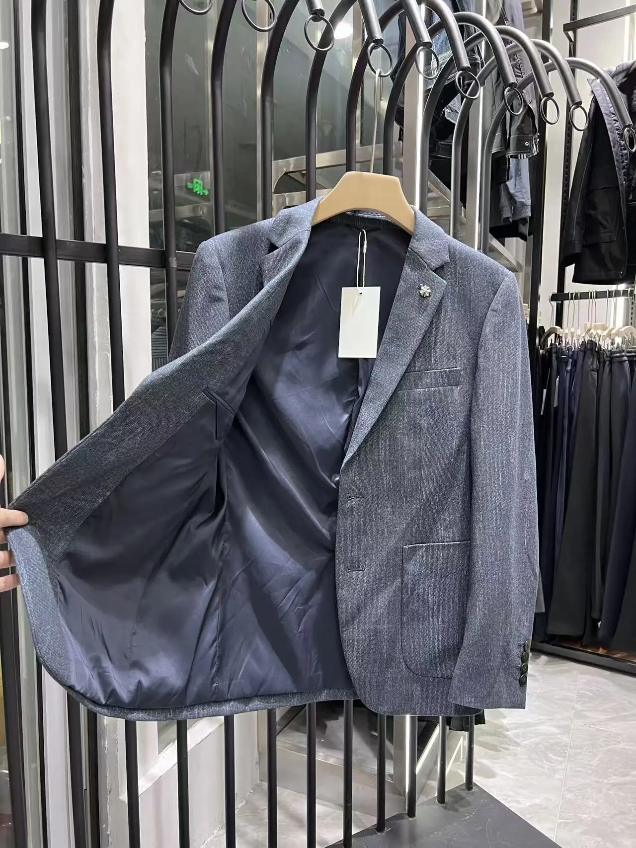 

Homesense Мужское бархатное эластичное приталенное пальто-джат осень-зима с однотонным воротником, длинное однобортное пальто с узором свек k