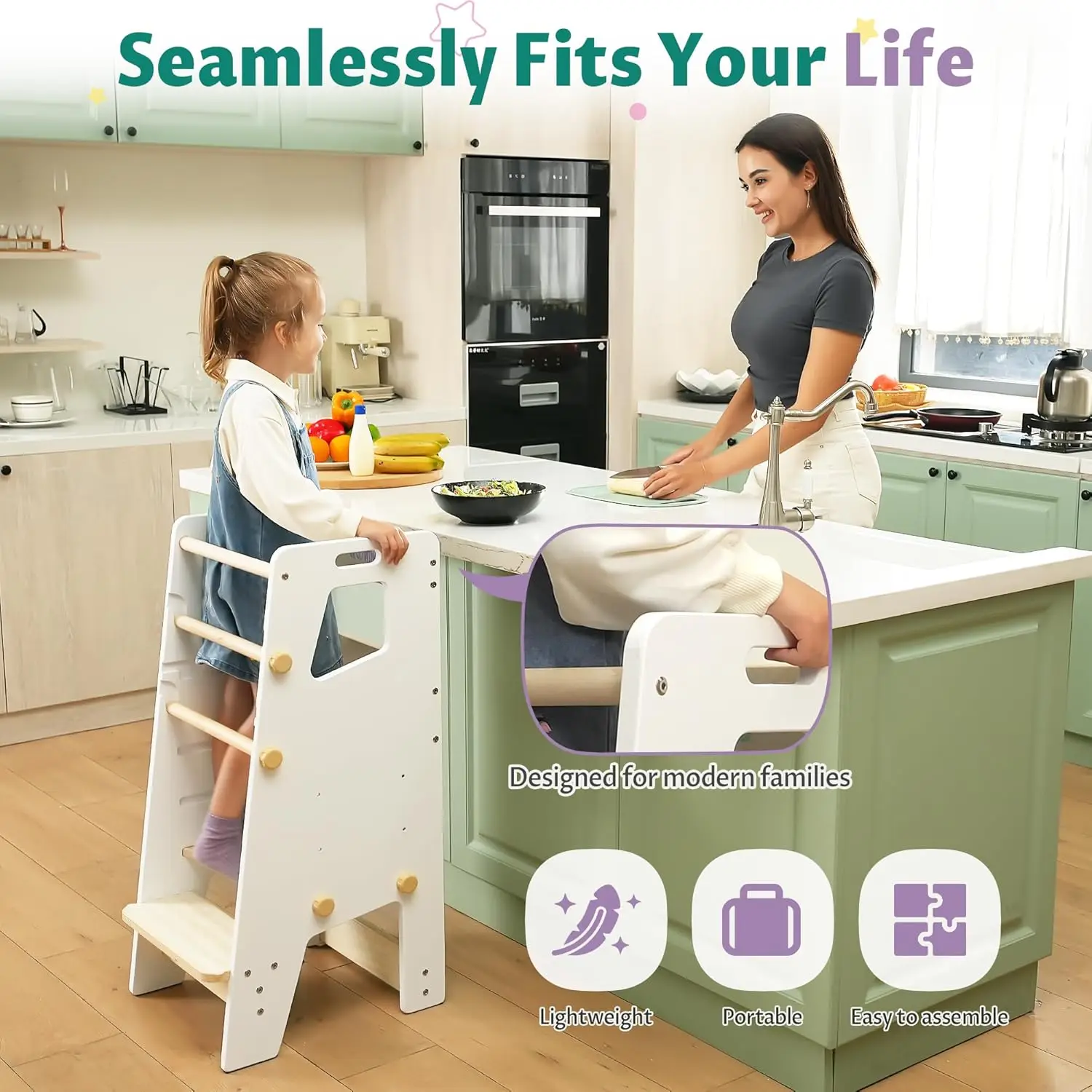 ® Tower - Adjustable Montessori Multi-Use Kitchen Stool, Safe Tower, Essential Toddler Game Changer- Per