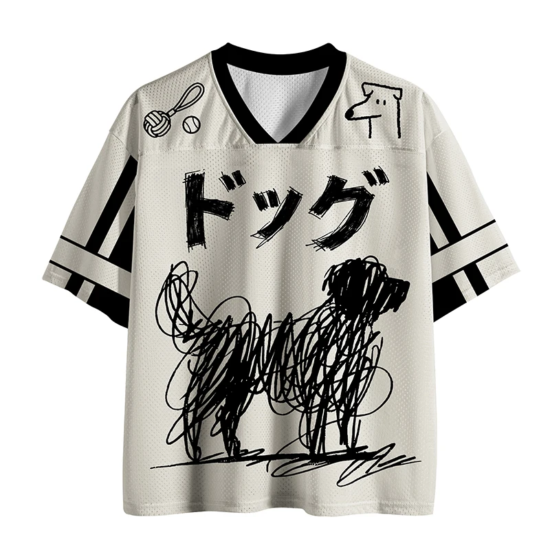 2026 Scribble Dog Doodle Art Japanese Graphic T‑Shirt Men Women Kids Unisex Plus Size Vintage Jersey Oversized Short Sleeve Tee