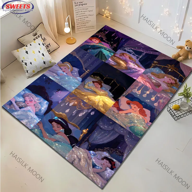 

Disney Cinderella Little Mermaid Snow White Princess Bell Princess Printed Carpet Rug for Kids Bedroom Home Gifts for Daughter