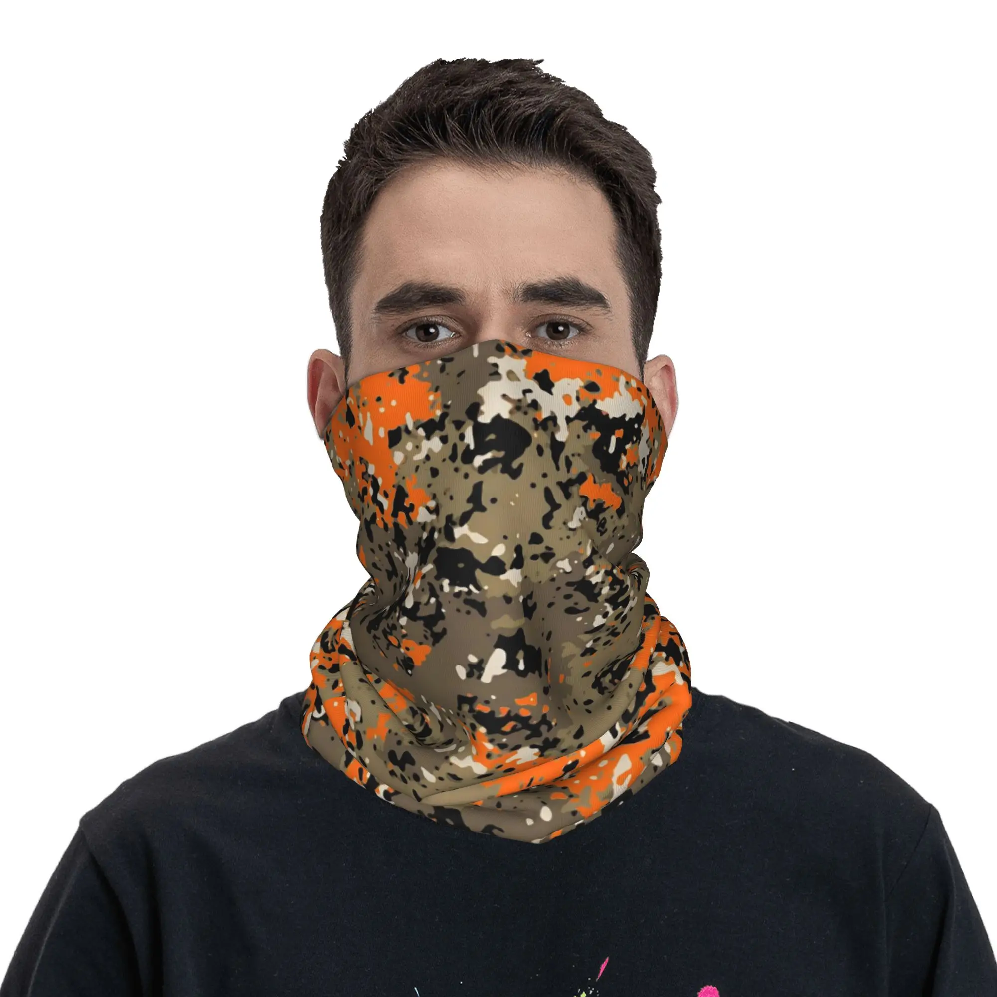 مخصص كامو باندانا الشتاء الرقبة أدفأ الرجال يندبروف التفاف الوجه وشاح للمشي التمويه نمط الجراب عقال