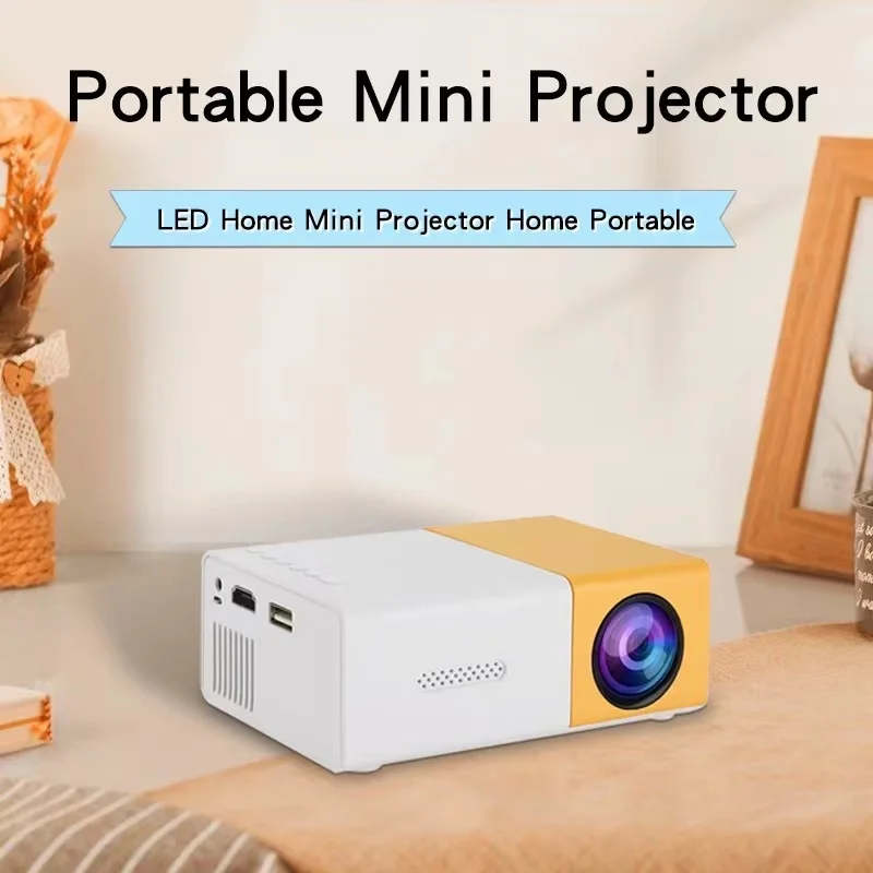 Emiuzek YG300 mini portable projector plug-in phone, LED home theater, suitable for outdoor, home entertainment