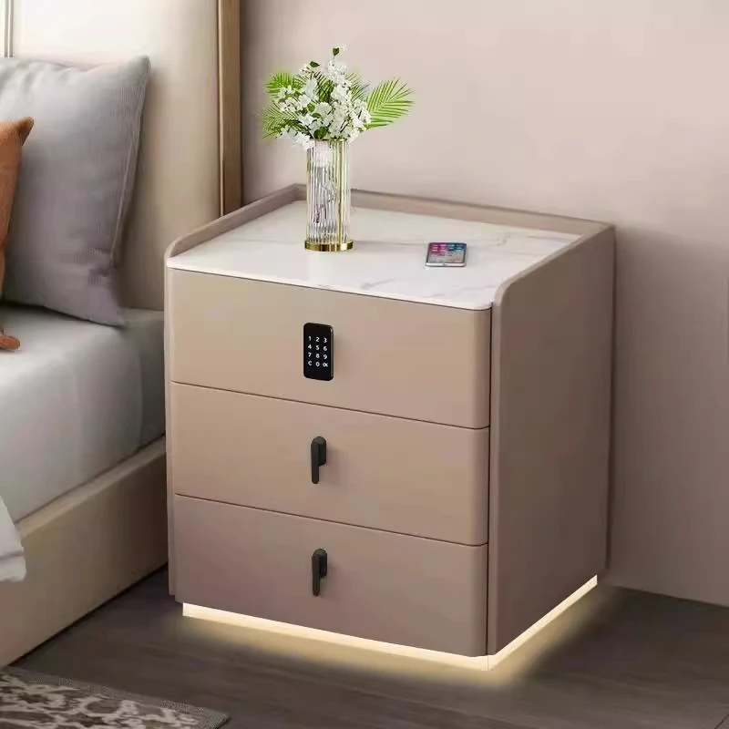 

Modern Luxury Creative Bedside Table Smart USB Charging Port Wireless Charger for Bedroom Wooden Lamp Table for Apartment Use