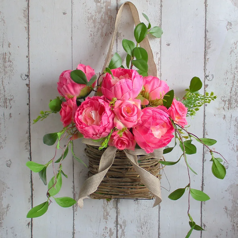 

Rose Wreath Wholesale Simulation Wreath Plant Door Hanging Home Hanging Basket Decoration Wedding Christmas Wreath Holiday Decor