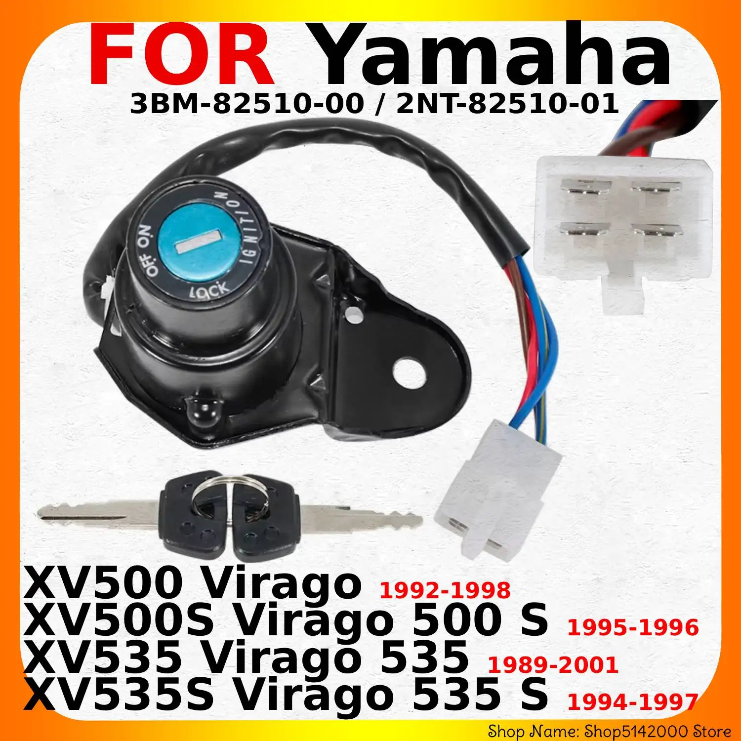 

For Yamaha XV500 XV500S XV535 XV535S Virago Motorcycle Accessories Ignition Switch Key Lock OEM:3BM-82510-00 / 2NT-82510-01