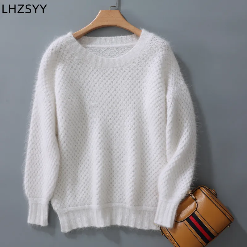 Autumn Winter Women 100% pure Mink Cashmere Sweater New Thicken Pullovers Fashion Knit Jumper Warm Large Size Tops Female Jacket