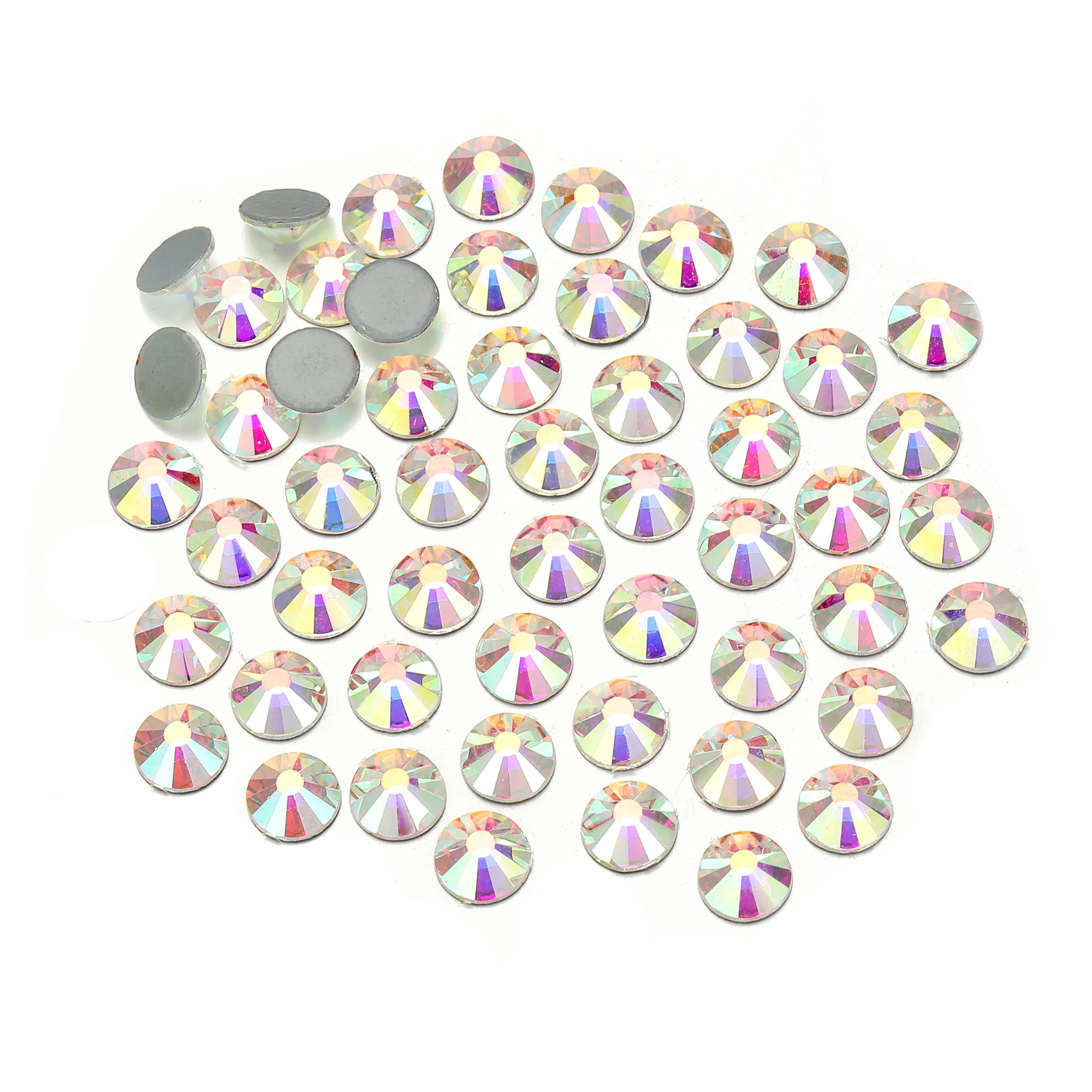 PUBRILEX Crystal AB Hotfix Strasssteine, klar glänzend, flache Rückseite, für Kleidungsstücke, Hochzeitskleider, Accessoires – Detail 10
