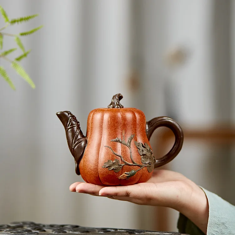 460ml Pumpkin Beauty Teapot Chinese Yixing Purple Clay Tea Pot Boutique Handmade Filter Vintage Tea Infuser Zisha Teaware Set