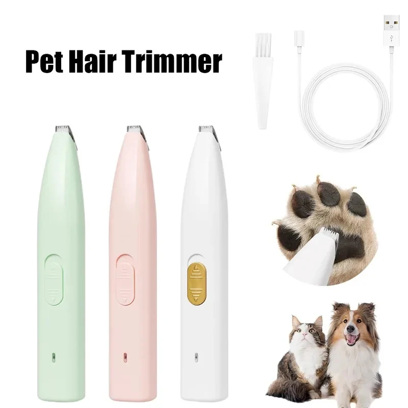 Electric Pet Paw Hair Trimmer for Cats Dogs USB Rechargeable Quiet Grooming Clippers with LED Light for Foot Ear Eye Area