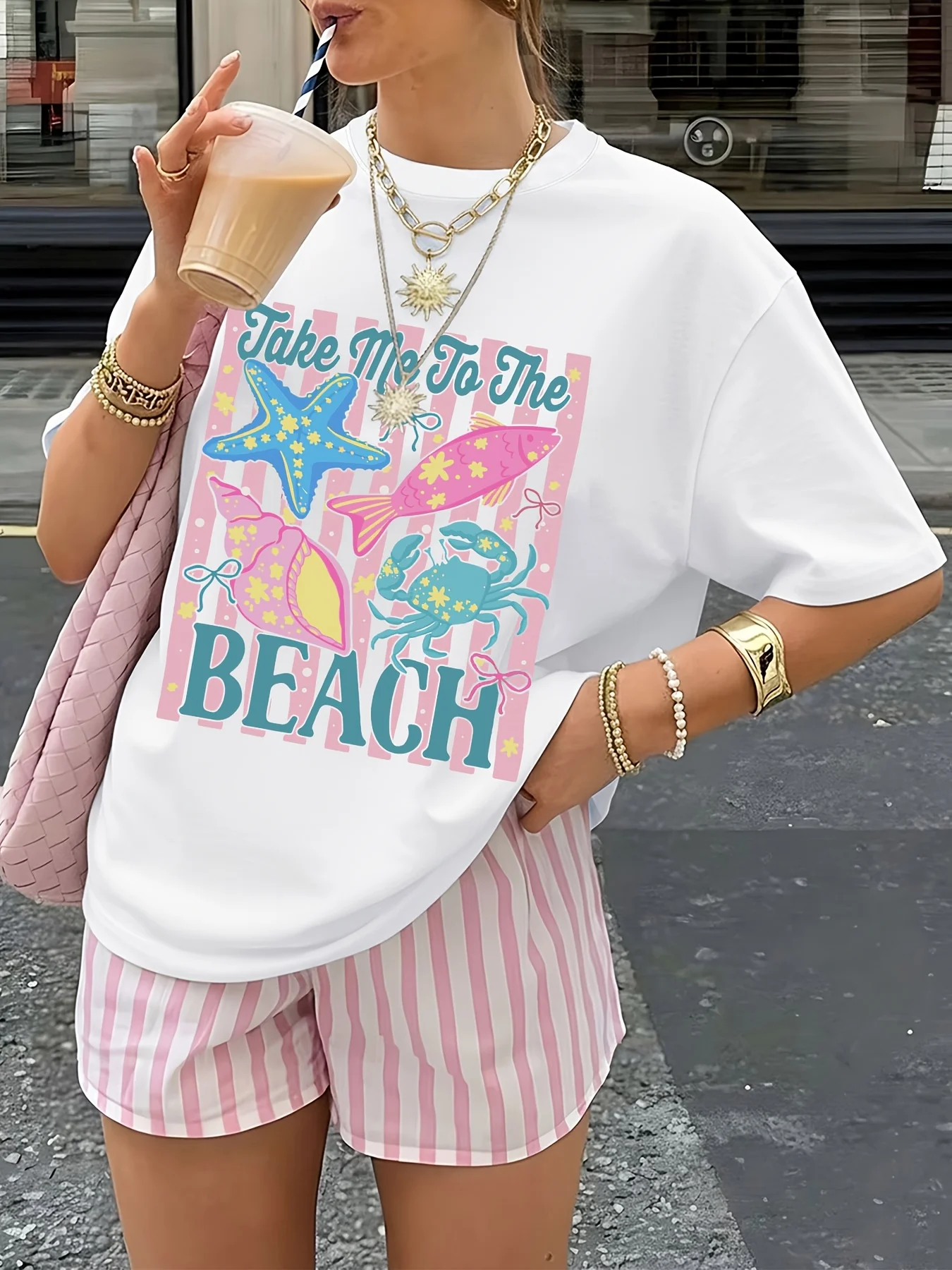 Summer women's suit, 3D printed, breathable, sweat-absorbing, casual, fashionable, outdoor women's clothing