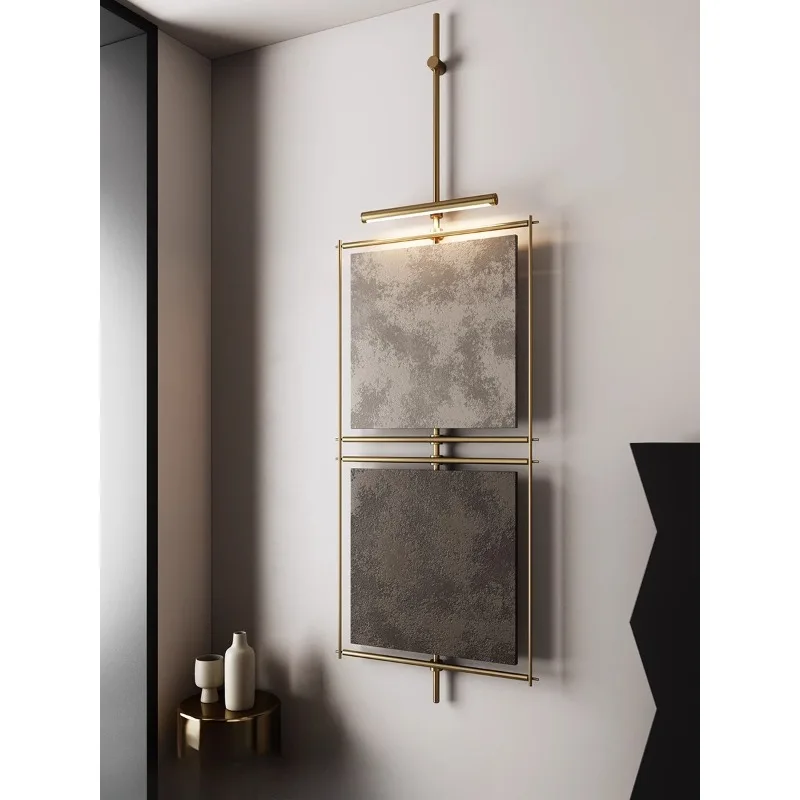 

hanging wrought iron boom pendant entrance background wall decoration