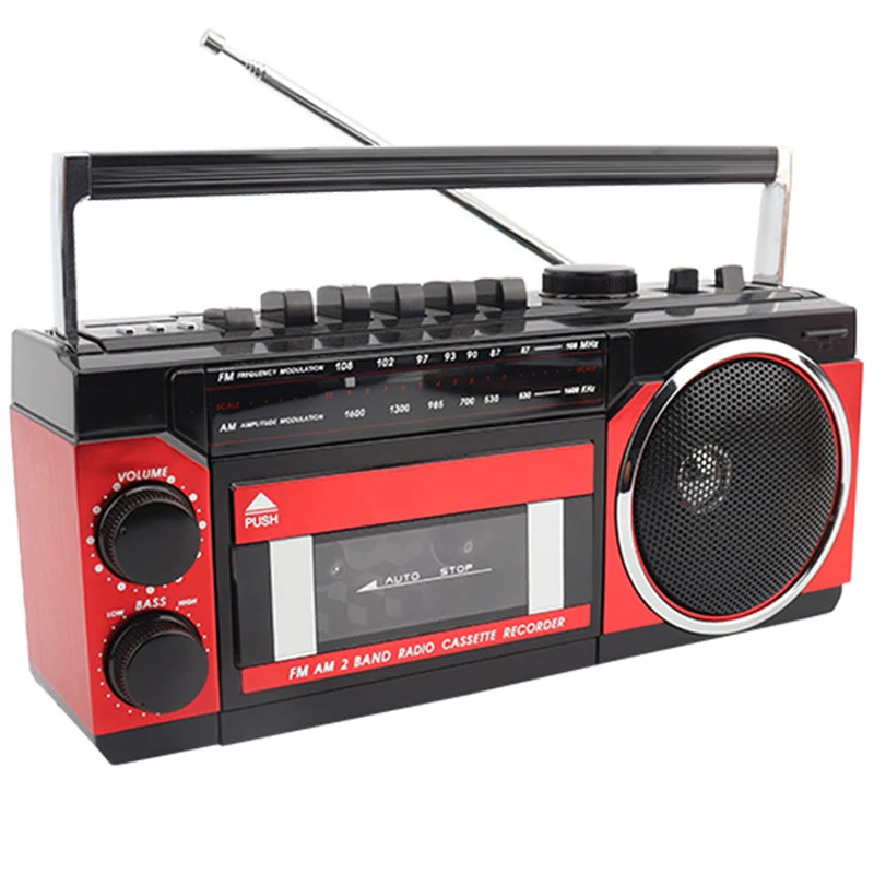 Portable Vintage Retro USB AM/FM/SW Multiband Radio Stereo Wireless Bluetooth Boombox Mp3 Audio Cassette Tape Player Recorder