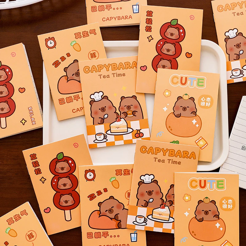 4 ชิ้นการ์ตูนน่ารัก Capybara โน้ตบุ๊ค Kawaii Pocket Book แฟชั่นสร้างสรรค์ Mini Notebook Weekly Planner ไดอารี่โรงเรียน