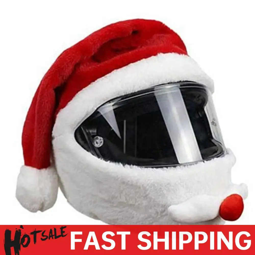 

Christmas Helmet Cover Elastic Motorcycle Santa Claus Funny Cover Plush Santa Claus Helmet Cover for Outdoor Party Xmas