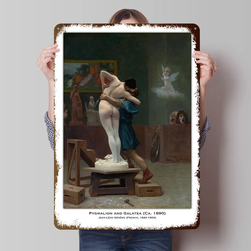 Pygmalion and Galatea Painting Tinplate Poster Custom Wall Art Vintage Metal Signs Retro Tin Plaque for Decoration Aesthetic