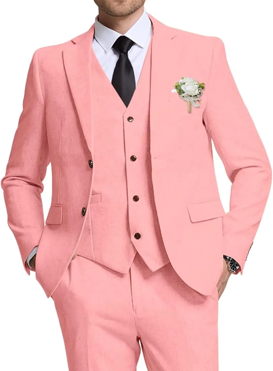 

Wedding Suit for Men Slim Fit 3 Pieces Jacket Blazer Vest Pant Groom Tuxedo