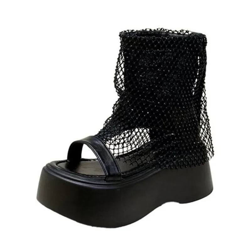 New Women Flat Cool Boots Sandals Platform Mesh Sandals Summer 2026 Trend Open Toe Sport Shoes Casual Sneaker Ankle Boots Slides