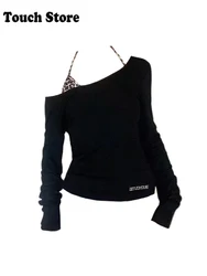 Fall Winter Women Coquette Long Sleeve Two Piece Sets Crop Top Y2k Streetwear Tees 2000s Harajuku Shoujo Girl T-Shirts Gyaru Hot