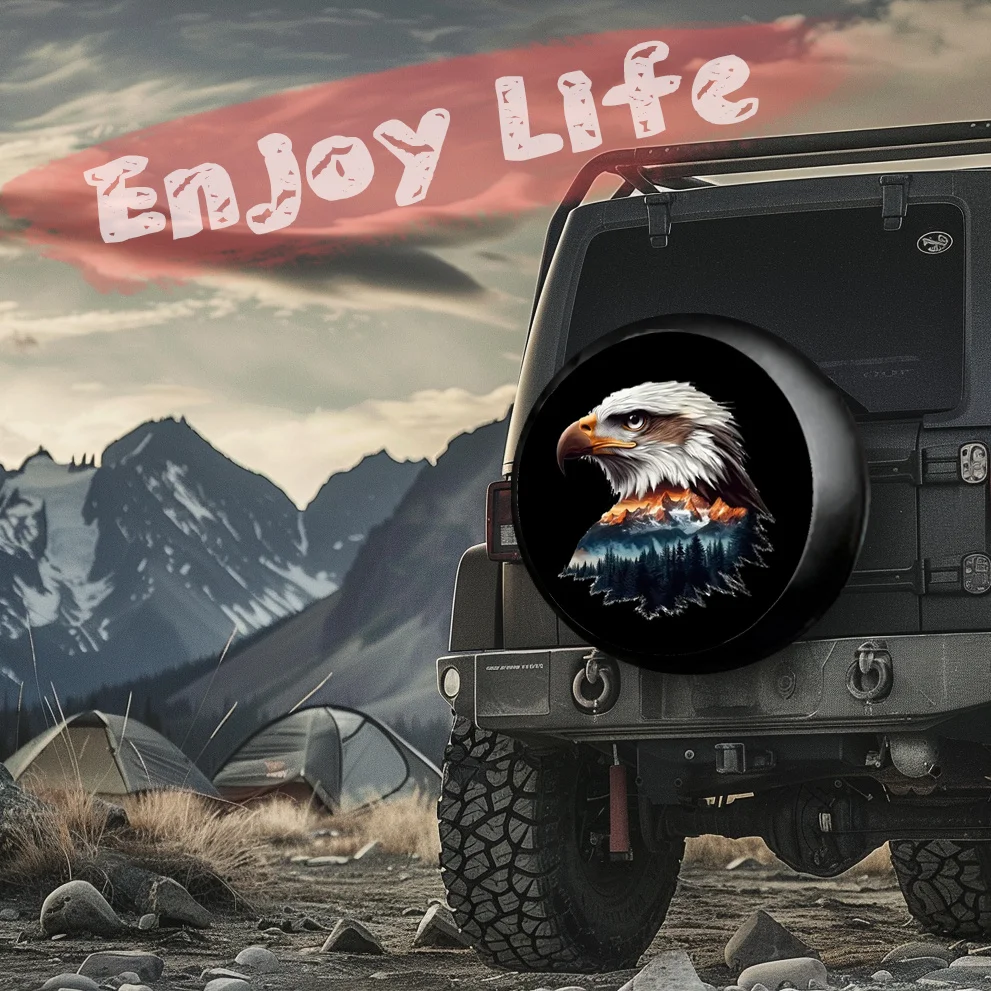 Double Exposure Spare Tire Cover Heavy-Duty All-Weather Protection for RV Car Trailer