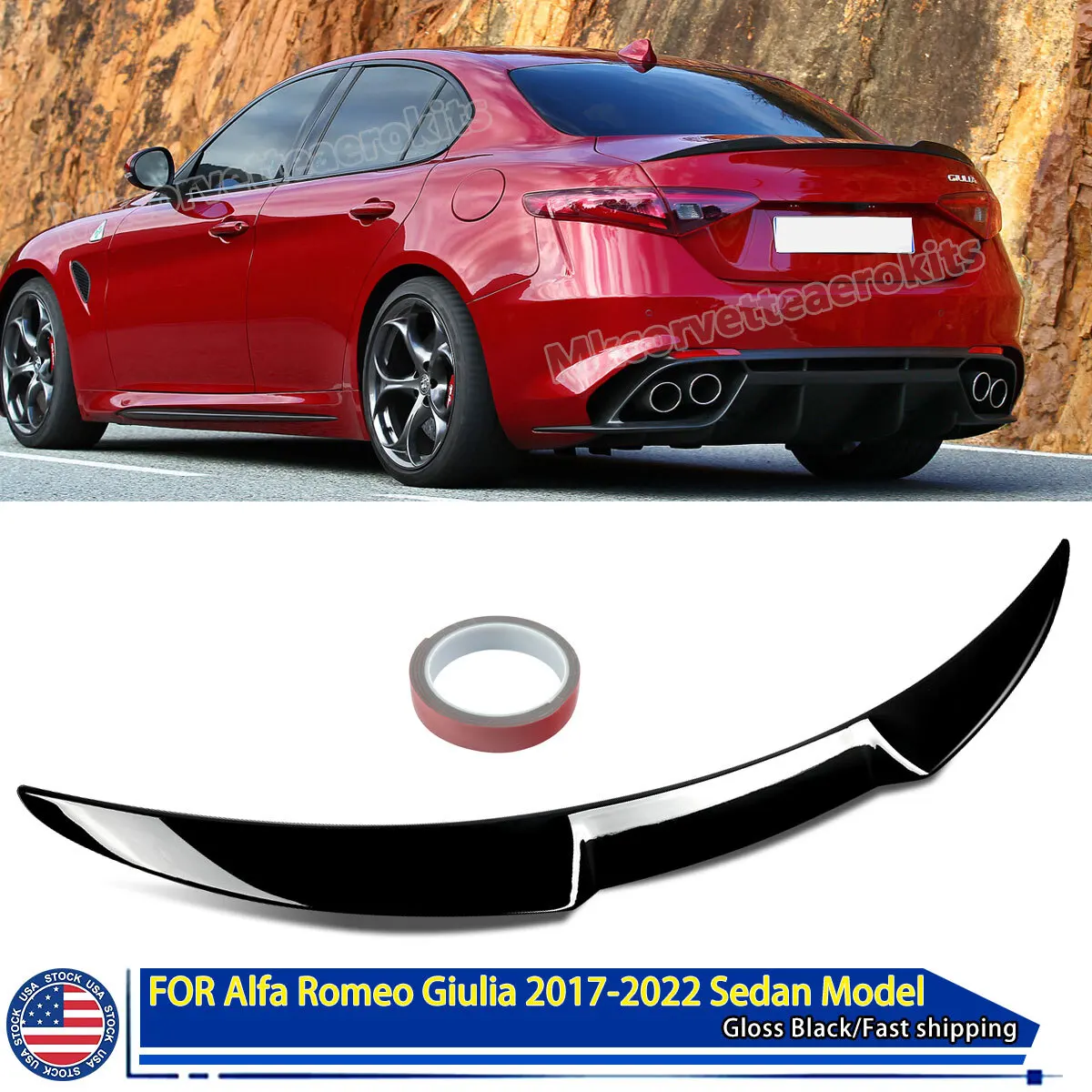 

Глянцевый черный задний спойлер подходит для Alfa Romeo Giulia 2017 2018 2019 2020 2021 2022 V стиль задний спойлер багажника Lip Wing Body Kit
