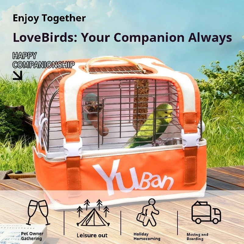 Waterproof Outdoor Bird Cage Backpack Portable Take-Out Ornamental Cage for Birds